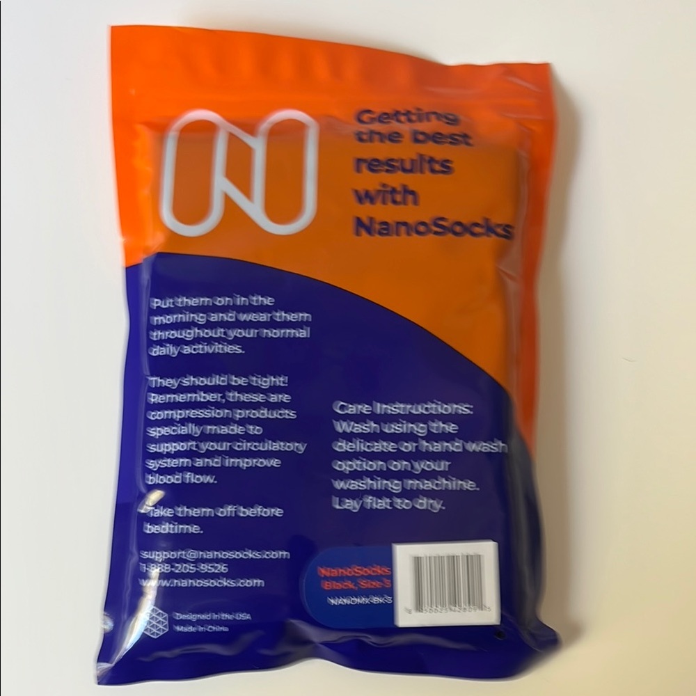 NanoSocks Compression Socks - Orange and Blue